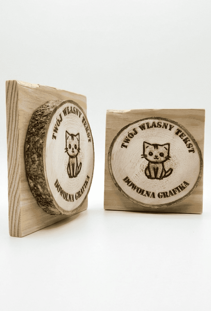 Podstawka z plastra Brzozy - Logo + tekst 9cm - obrazek 2