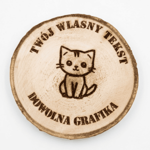 Podstawka z plastra Brzozy - Logo + tekst 9cm