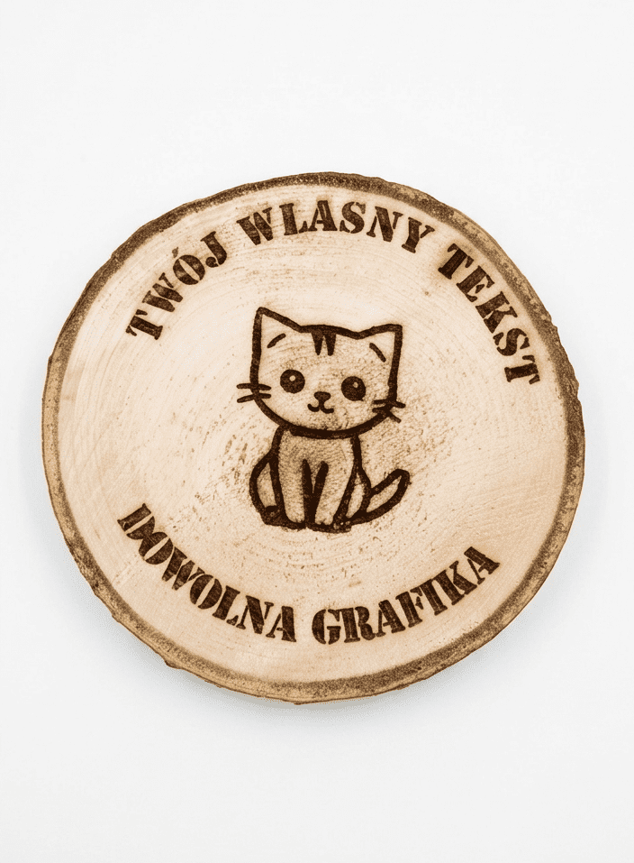Podstawka z plastra Brzozy - Logo + tekst 9cm